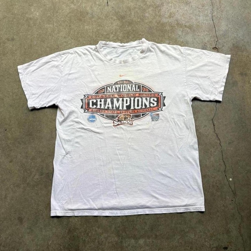 Vintage 2006 Oregon State Beavers Baseball National Champions white tee men's XL
